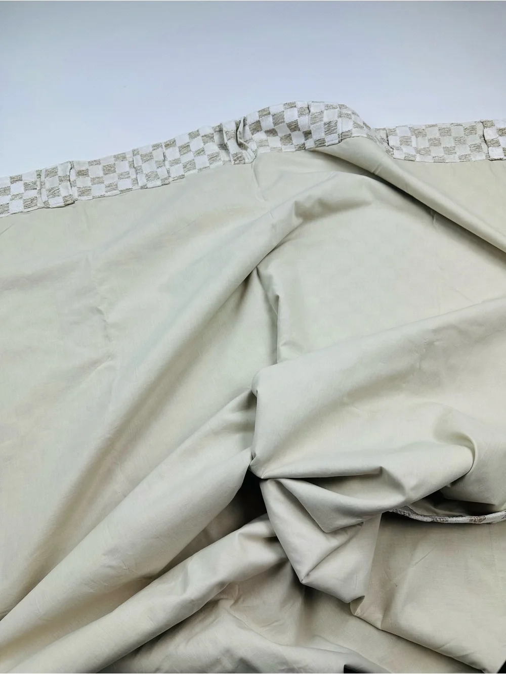 Anthropologie Carmine Woven Checkered Curtain Panel Neutral 50x63 inches